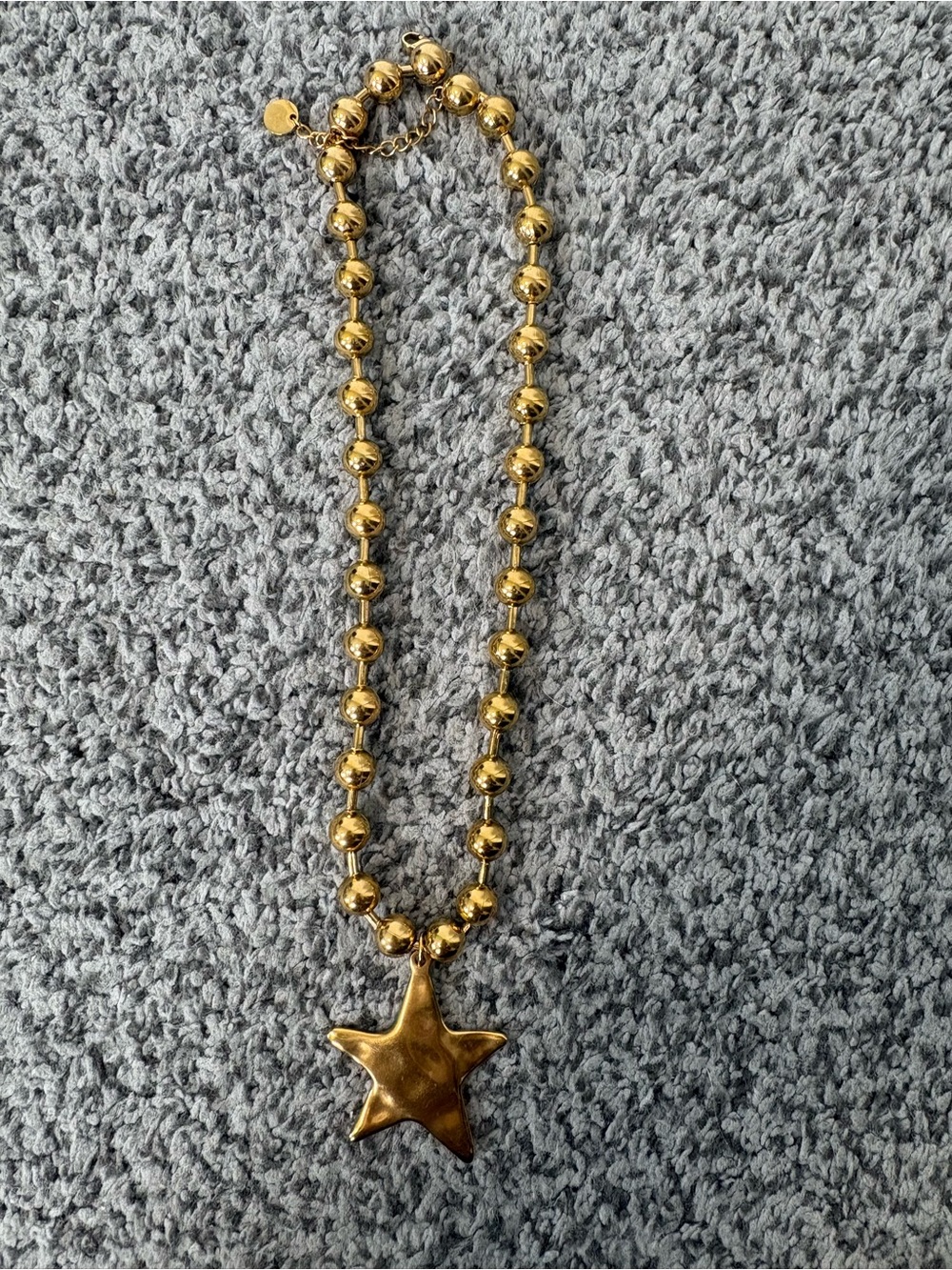 Gold Bead Necklace with Star Pendant - Women's Jewelry